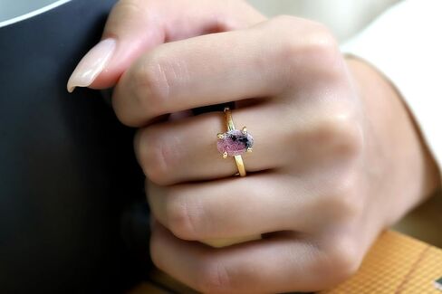 Pink Rhodonite Oval Ring in 18k Gold - Gemstone Proposal and Engagement Ring in Kuwait