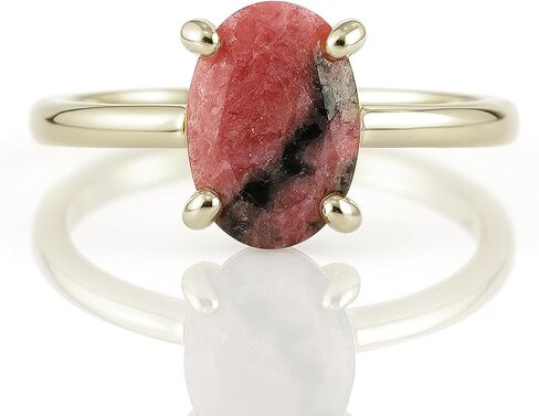 Pink Rhodonite Oval Ring in 18k Gold - Gemstone Proposal and Engagement Ring in Kuwait