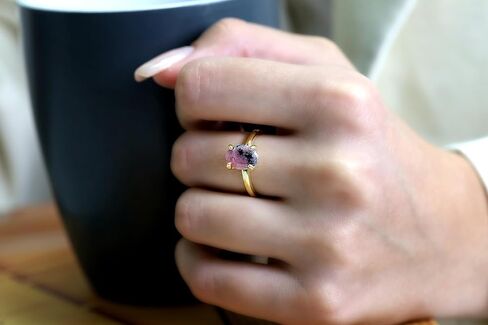 Pink Rhodonite Oval Ring in 18k Gold - Gemstone Proposal and Engagement Ring in Kuwait