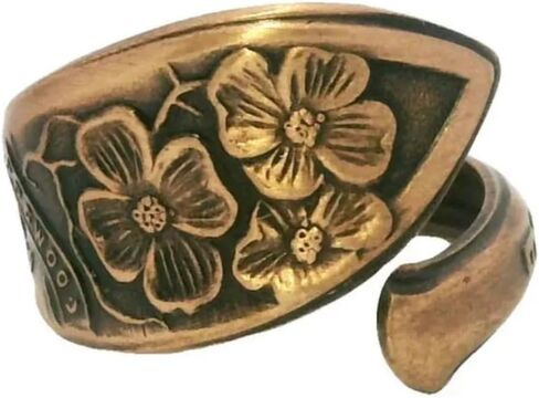 حلقة ملعقة من النحاس الصلب قابلة للتعديل مع تصميم زهرة قرانيا ونقش تينيسي على الحزام in Kuwait