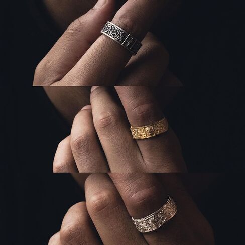 Scandinavian Bear Silver Band Ring for Men, Handmade Wild Angry Bear Personalized Ring, Solid Silver Leaf Pattern Jewelry, Animal Lover Gift in Saudi Arabia
