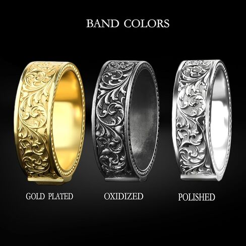 Scandinavian Bear Silver Band Ring for Men, Handmade Wild Angry Bear Personalized Ring, Solid Silver Leaf Pattern Jewelry, Animal Lover Gift in Saudi Arabia