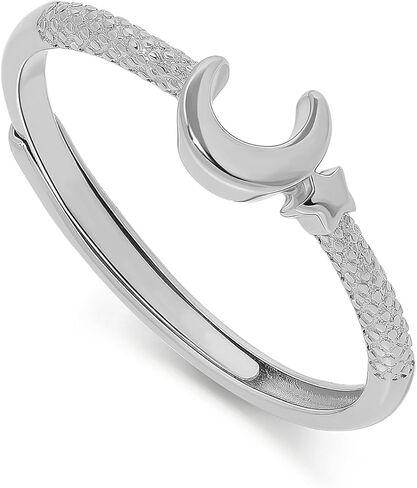 Meissa Sterling Silver Star and Moon Rings for Women 14K Gold Plated Adjustable Open Moon Statement Ring Crescent Finger Ring Birthday Graduation Gifts to Daughter in Saudi Arabia