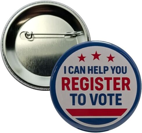Election button: I Can Help You Register to Vote red blue pinback button - large, 2.25 inch - single pack in Saudi Arabia