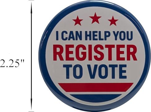 Election button: I Can Help You Register to Vote red blue pinback button - large, 2.25 inch - single pack in Saudi Arabia