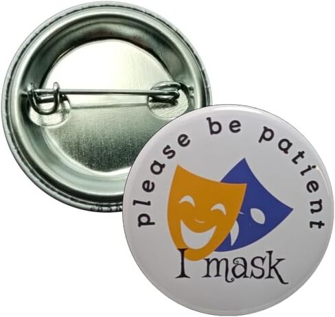 دبابيس للتوعية بالتوحد - يرجى التحلي بالصبر، أزرار I Mask - صغيرة، 1.25 بوصة - عبوة من 12 دبابيس in Saudi Arabia