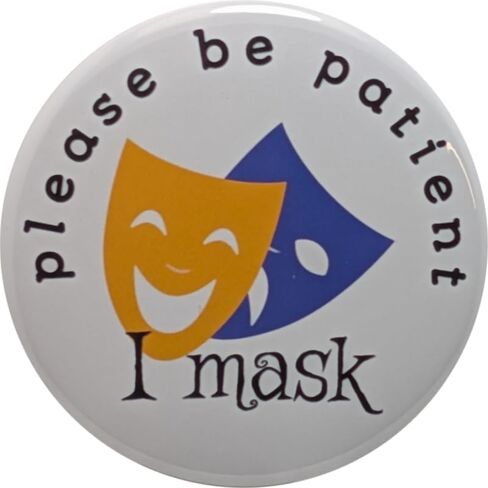 دبابيس للتوعية بالتوحد - يرجى التحلي بالصبر، أزرار I Mask - صغيرة، 1.25 بوصة - عبوة من 12 دبابيس in Saudi Arabia