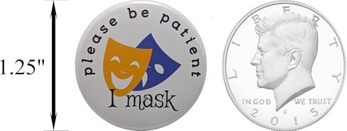 دبابيس للتوعية بالتوحد - يرجى التحلي بالصبر، أزرار I Mask - صغيرة، 1.25 بوصة - عبوة من 12 دبابيس in Saudi Arabia