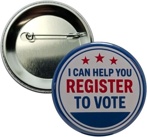 Election button: I Can Help You Register to Vote blue pinback button - large, 2.25 inch - single pack in Saudi Arabia