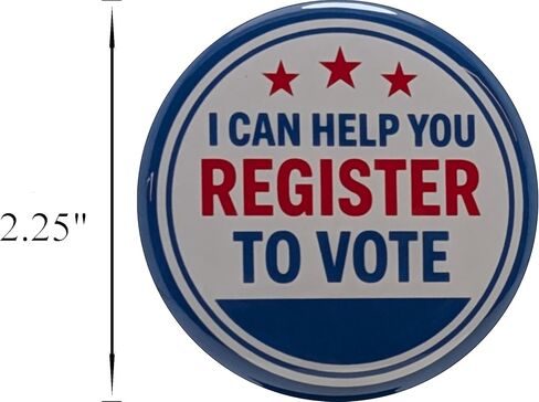 Election button: I Can Help You Register to Vote blue pinback button - large, 2.25 inch - single pack in Saudi Arabia