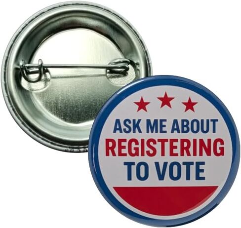 Election buttons: Ask Me About Registering to Vote pinback buttons -small, 1.25 inch - pack of 12 pins in Saudi Arabia