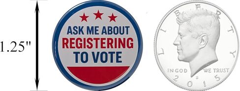 Election buttons: Ask Me About Registering to Vote pinback buttons -small, 1.25 inch - pack of 12 pins in Saudi Arabia
