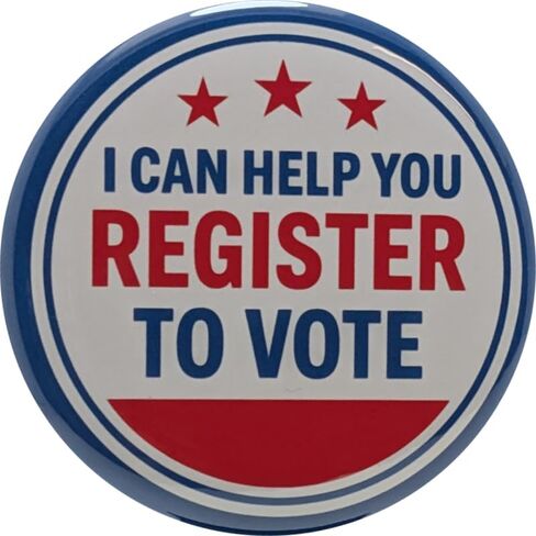 Election button: I Can Help You Register to Vote red pinback button - large, 2.25 inch - single pack in Saudi Arabia