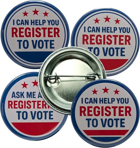 Election buttons: Register to Vote variety pack pinback buttons -small, 1.25 inch - pack of 12 pins in Saudi Arabia