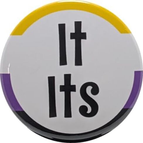 It Its pronoun pins with nonbinary border - small, 1.25 inch pinback buttons - pack of 12 buttons in Saudi Arabia
