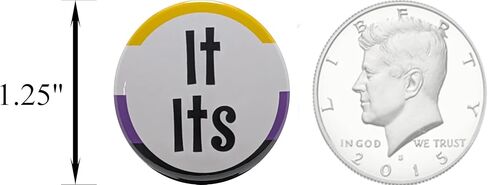 It Its pronoun pins with nonbinary border - small, 1.25 inch pinback buttons - pack of 12 buttons in Saudi Arabia