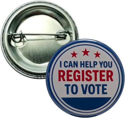 Election buttons: I Can Help You Register to Vote blue pinback buttons -small, 1.25 inch - pack of 12 pins in Saudi Arabia