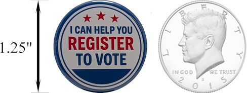 Election buttons: I Can Help You Register to Vote blue pinback buttons -small, 1.25 inch - pack of 12 pins in Saudi Arabia