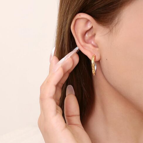 Meissa Two Tone Earrings for Women Gold and Silver C Hoop Earrings Italian Half Hoop Statement Earrings Lightweight Small Hoops for Women in Saudi Arabia
