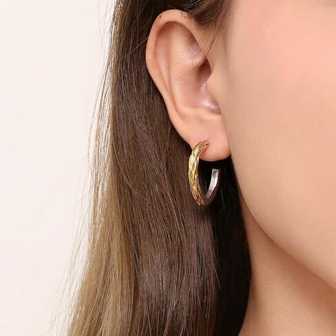 Meissa Two Tone Earrings for Women Gold and Silver C Hoop Earrings Italian Half Hoop Statement Earrings Lightweight Small Hoops for Women in Saudi Arabia