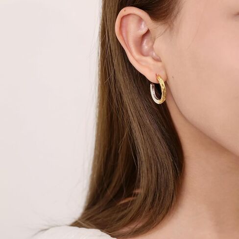 Meissa Two Tone Earrings for Women Gold and Silver C Hoop Earrings Italian Half Hoop Statement Earrings Lightweight Small Hoops for Women in Saudi Arabia