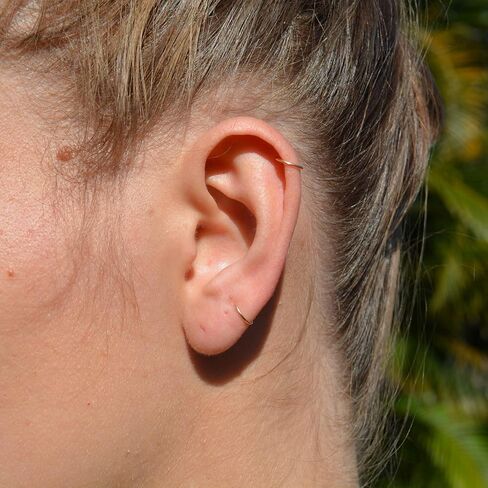 14K Gold Conch Hoop Earring Gold | Earring Helix Piercing Hoop Hoops Jewelry Helix Hoop Earring 20 Gauge Hoop Earrings Orbital 10mm | Handmade in FL in Saudi Arabia