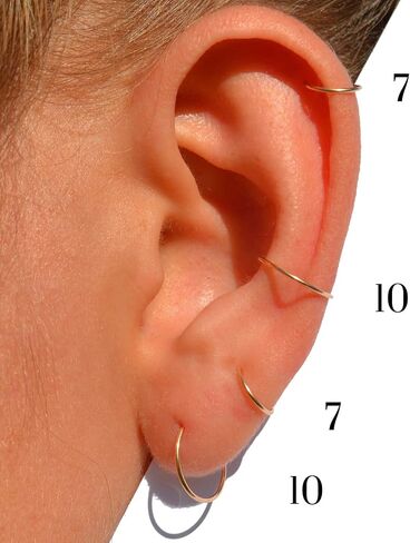 14K Gold Conch Hoop Earring Gold | Earring Helix Piercing Hoop Hoops Jewelry Helix Hoop Earring 20 Gauge Hoop Earrings Orbital 10mm | Handmade in FL in Saudi Arabia