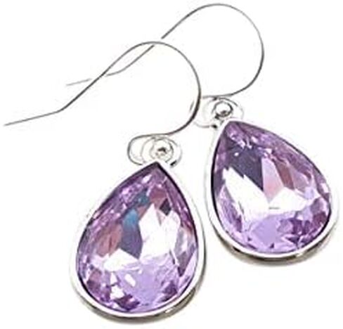 June Birthstone Earrings – Light Purple Crystal Teardrop Earrings, Sterling Silver Ear Wires, Handmade Gift in Saudi Arabia