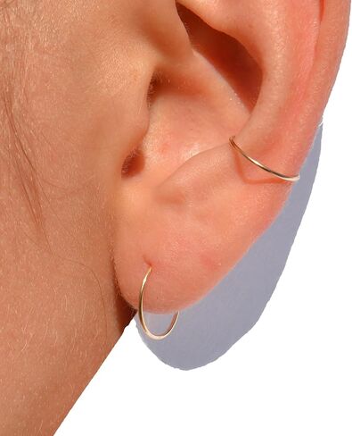 14K Gold Conch Hoop Earring Gold | Earring Helix Piercing Hoop Hoops Jewelry Helix Hoop Earring 20 Gauge Hoop Earrings Orbital 10mm | Handmade in FL in Saudi Arabia