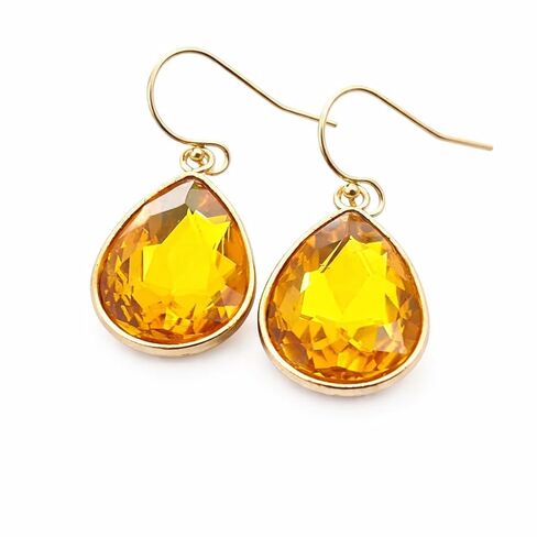 November Birthstone Earrings – Citrine Teardrop Crystal Earrings – 14k Gold Filled Dangle Earrings Gift for Her in Saudi Arabia