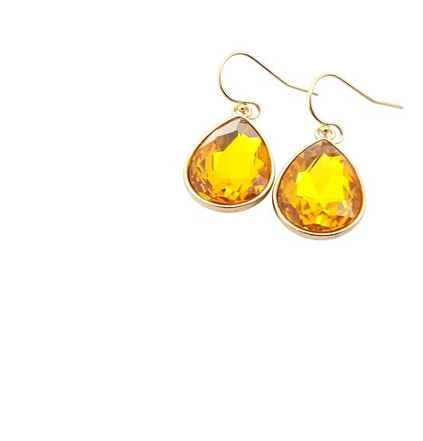November Birthstone Earrings – Citrine Teardrop Crystal Earrings – 14k Gold Filled Dangle Earrings Gift for Her in Saudi Arabia