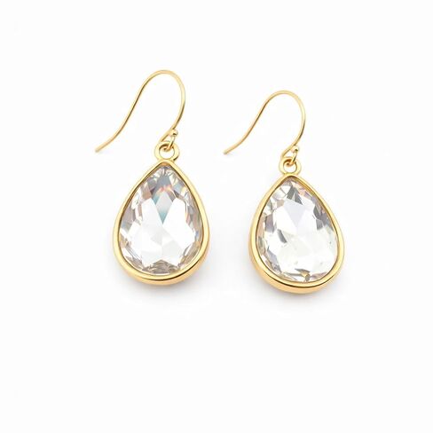 April Birthstone Earrings - 14k Gold Filled Rhinestone Crystal Teardrop Earrings in Saudi Arabia