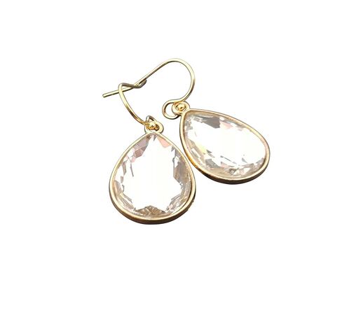 April Birthstone Earrings - 14k Gold Filled Rhinestone Crystal Teardrop Earrings in Saudi Arabia