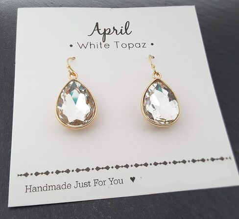 April Birthstone Earrings - 14k Gold Filled Rhinestone Crystal Teardrop Earrings in Saudi Arabia