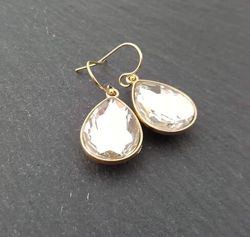 April Birthstone Earrings - 14k Gold Filled Rhinestone Crystal Teardrop Earrings in Saudi Arabia