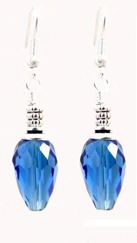 Blue Christmas Tree Light Bulb Crystal Dangle Pierced Earrings with Silver Toned Ear Wires in Saudi Arabia