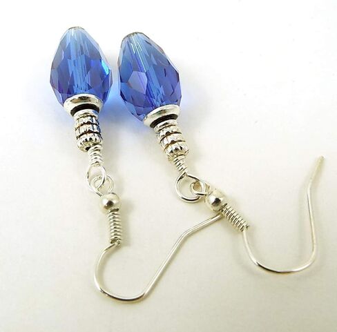 Blue Christmas Tree Light Bulb Crystal Dangle Pierced Earrings with Silver Toned Ear Wires in Saudi Arabia