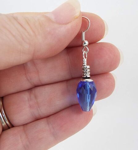 Blue Christmas Tree Light Bulb Crystal Dangle Pierced Earrings with Silver Toned Ear Wires in Saudi Arabia
