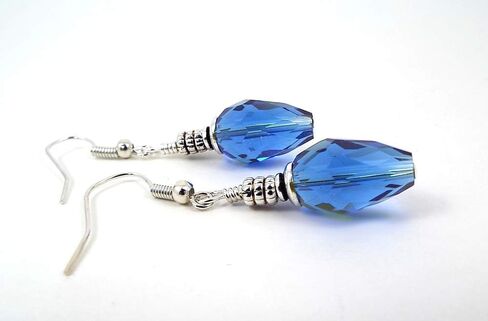 Blue Christmas Tree Light Bulb Crystal Dangle Pierced Earrings with Silver Toned Ear Wires in Saudi Arabia