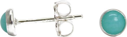 Gemstone Stud Earrings for Women and Girls, 4mm Round Bezel 925 Sterling Silver in Saudi Arabia