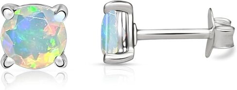 Natural Ethiopian Opal 925 Solid Sterling Silver Stud Earrings 4mm in Saudi Arabia