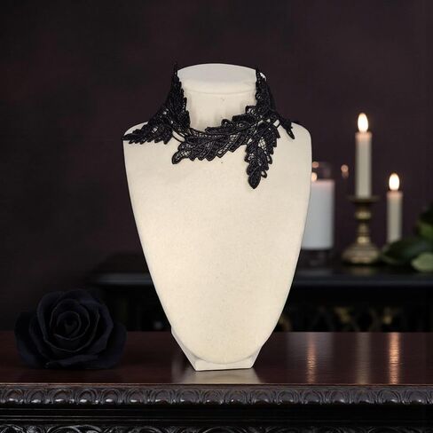 Black Lace Choker Necklace for Women Gothic Victorian Leaf Design Adjustable Elegant Statement Jewelry Dark Academia Accessory in Saudi Arabia