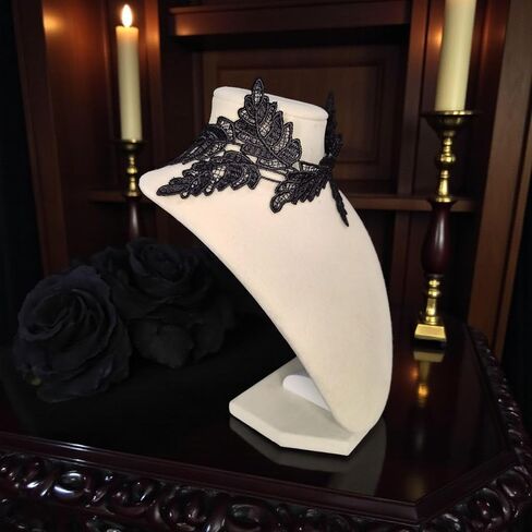 Black Lace Choker Necklace for Women Gothic Victorian Leaf Design Adjustable Elegant Statement Jewelry Dark Academia Accessory in Saudi Arabia