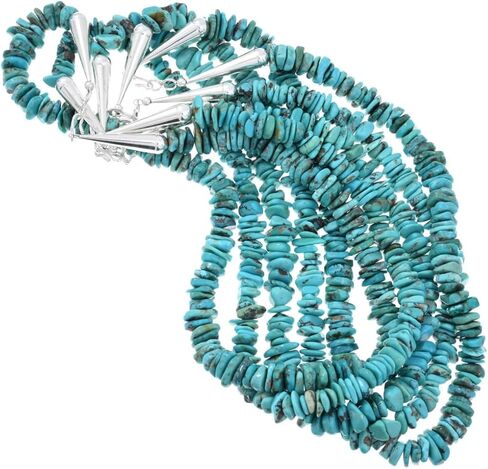 قلادة من Alltribes Navajo باللون الفيروزي المتكسر على شكل أقراص صلبة جميلة بطول 20 بوصة وواحدة 0922 in Kuwait