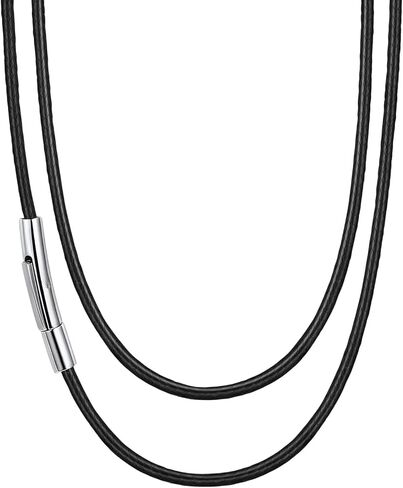 Suplight Waterproof Braided Leather Cord Chain Necklace for Men Women, Woven Wax Rope Chain for Pendant, Leather Necklaces Customize Available with Strong Clasp, 2/3mm Width 16" 18" 20"...30" Length in Saudi Arabia