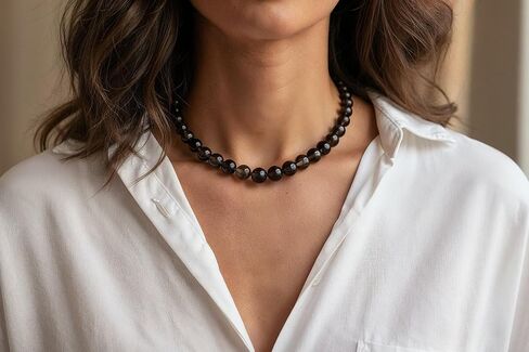 Smoky Quartz Beaded Necklace Choker - Dark Brown Gemstone Jewelry for Women - Semi Precious Quartz Strand - Handmade Beaded Necklace Gift in Kuwait