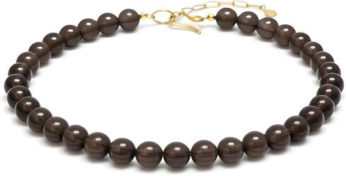 Smoky Quartz Beaded Necklace Choker - Dark Brown Gemstone Jewelry for Women - Semi Precious Quartz Strand - Handmade Beaded Necklace Gift in Kuwait