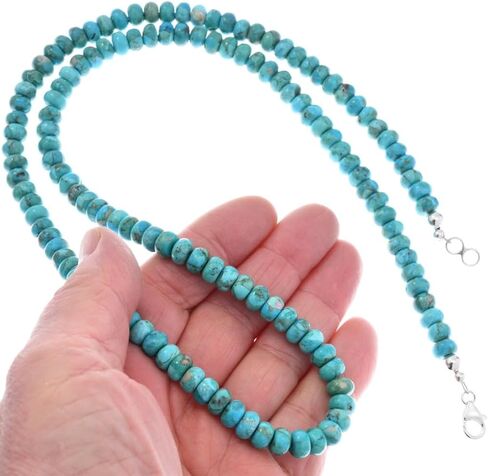 Alltribes Genuine Gem Grade Turquoise Rondelles Beaded Navajo Necklace Single Strand 0232 in Saudi Arabia