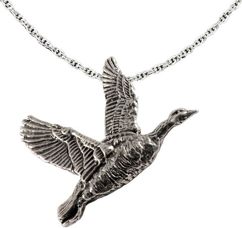 Canadian Goose Pendant, Pewter, 1.75 Inches, 100% Handmade in the USA, Bird, Flying, Realistic, Metal, Necklace, Charm, Over 3100 Unique Designs in Saudi Arabia