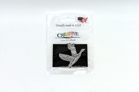 Canadian Goose Pendant, Pewter, 1.75 Inches, 100% Handmade in the USA, Bird, Flying, Realistic, Metal, Necklace, Charm, Over 3100 Unique Designs in Saudi Arabia